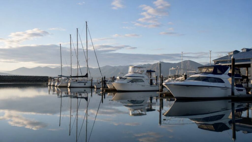 Quiet marina along the Manasquan River near Brielle, New Jersey